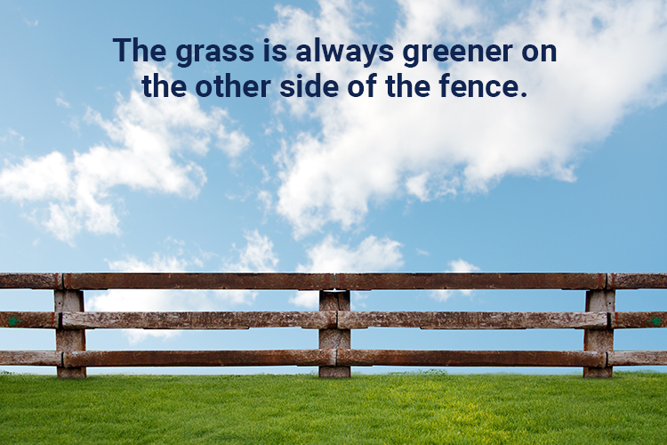 The grass is always greener on the other side of the fence.