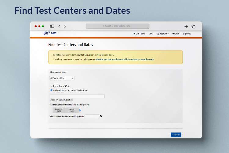 Find Test Centers and Dates